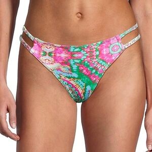 RAMY BROOK Women's Lisa Bikini Bottom Palm Green Multi L NWT